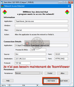 BWMeter - Fonction pare-feu - Paramétrage de la surveillance des applications - exemple 02