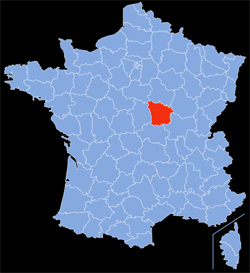 Département : 58 - Nièvre - Localisation sur la carte