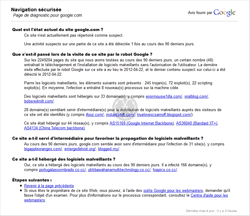 Statut de Google dans Google Safe Browsing le 22 avril 2012 vers midi
