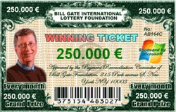 Loterie Microsoft - Loterie Fondation Bill Gates - Escroquerie