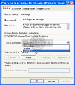 Comment désactiver le « Service d'affichage des messages » (Messenger Service) de Microsoft Windows.