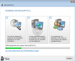 Microsoft Fix it - Déroulement de l'exécution d'un module