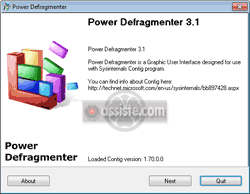 Contig - SysInternals - Power Defragmenter GUI (Interface graphique)