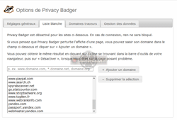 Privacy Badger - Liste blanche