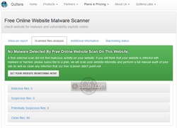 Quttera - Web-réputation d'un site Web et sécurité de son hébergement 