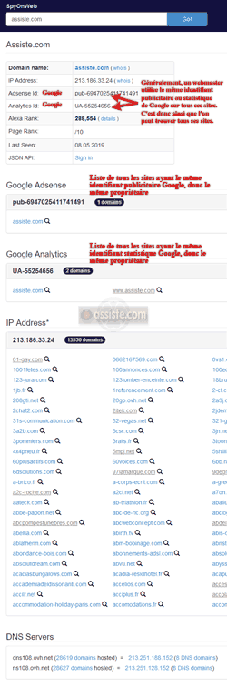 SpyOnWeb (spyonweb.com) Whois - Domain name search - recherches Whois