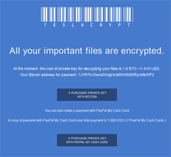 Cryptoware TeslaCrypt Crédit image : bleepingcomputer