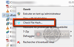 VT Hash Check dans le menu contextuel de l'Explorateur Windows