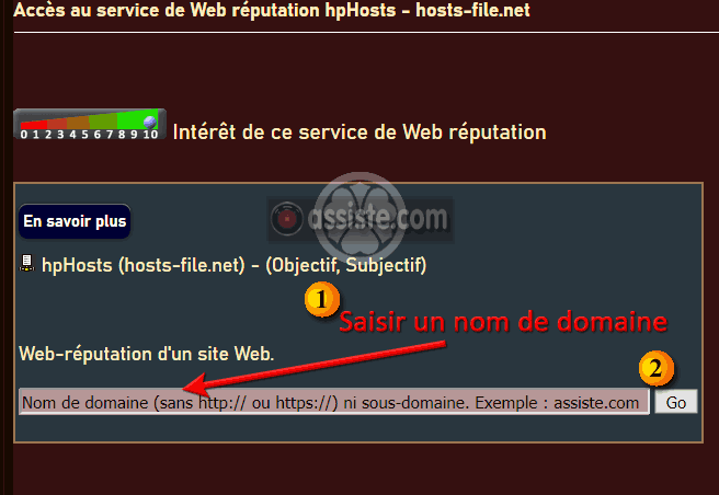 hpHosts - Web-réputation d'un site Web
