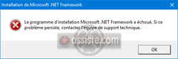 .NET Framework 1.0 Échec de l'installation