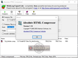 Absolute HTML Compressor (alentum.com) Webmasters tools<br>Version actuelle (2022) d'<b>Absolute HTML Compressor</b>.<br>Voir Absolute HTML Compressor dans la logithèque pour son téléchargement et ses détails administratifs.<br>