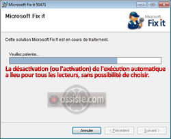Exécution automatique : Activer ou désactiver - Paramétrage automatique avec Microsoft Fix it