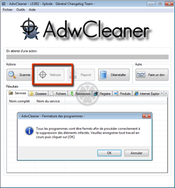 AdwCleaner - Demande de fermeture de toutes les applications