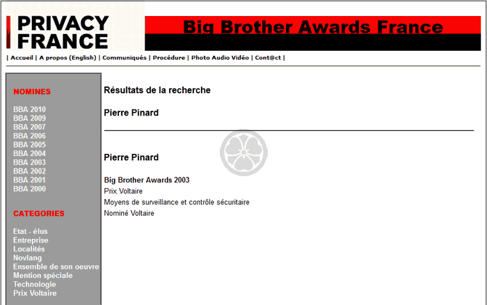 Assiste.com - Pierre Pinard - Big Brother Awards France