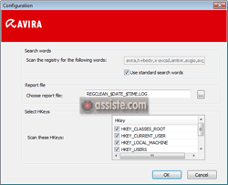 Avira Registry Cleaner - Sélectionner les zones du Registre Windows dans lesquelles rechercher