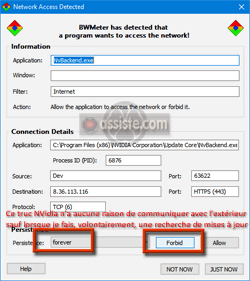 BWMeter - Fonction pare-feu - Paramétrage de la surveillance des applications - exemple 04