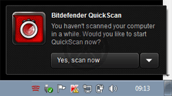 Bitdefender QuickScan - A intervalles réguliers, Bitdefender QuickScan vous suggère de lancer une analyse