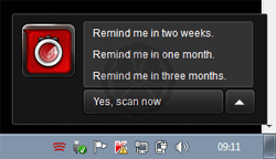Bitdefender QuickScan propose de paramétrer un rappel régulier toutes les deux semaines, un mois ou trois mois