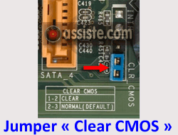 CMOS - Jumper (cavalier) Reset CMOS (Clear CMOS)