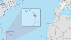 Département et région d'outre-mer : 971 - Guadeloupe - Localisation sur la carte