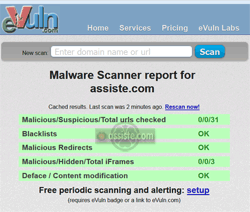 Evuln Website Malware Scanner - Analyse d'une URL