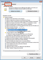 Explorateur Windows - Options d'affichage des dossiers - Onglet "Affichage"