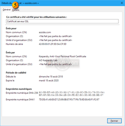 Firefox - Acceder aux informations du certificat SSL/TLS en l'absence de SSLeuth - étape 5