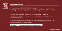 Alerte : La page demandée est une contrefaçon d'une page d'un site réel - c'est une page de Phishing (Filtre anti-phishing, Filtre anti-malwares, Filtre anti sites d'attaque, Filtre anti sites contrefaits)