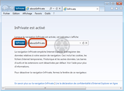 La « Navigation privée » (« Navigation InPrivate ») est activée dans Internet Explorer