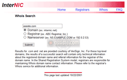 InterNIC (internic.net) Whois - Domain name search - recherches Whois