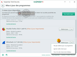 Kaspersky Software Updater - Utilisation - Choisir de mettre à jour un programme