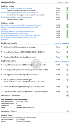 Microsoft Fix-it - Erreurs dans Windows Update - Rapport d'erreurs OK