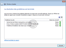 Microsoft Fix-it - Erreurs dans Windows Update - Rapport de réparations effectuées