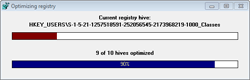 Progression de la compression des ruches (des fichiers) du Reegistre Windows avec NTRegOpt