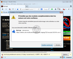  Accepter l'installation de NoScript lors de l'alerte, normale, de Firefox