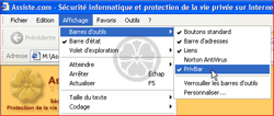Installation (enregistrement dans la Registre Windows) de la PrivBar