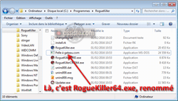 RogueKiller - Si RogueKiller est bloqué par une malveillance, tentez de renommer le processus (le nom du fichier contenant RogueKiller (après installation s'il s'agit de la version installable)