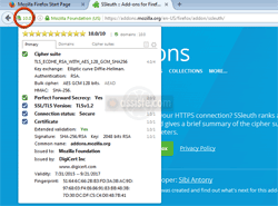 Firefox avec SSLeuth - panneau d'informations en 1 clic