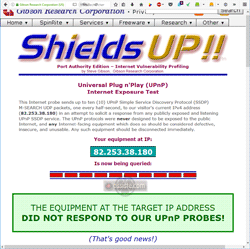 ShieldsUP! (de Gibson Research Corporation) - Test de la vulnérabilité UPnP