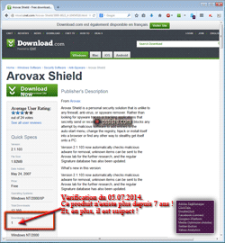 CNET permet le téléchargement d'Arovax Shield 7 ans après l'abandon de ce contrôleur d'intégrité (HIPS)