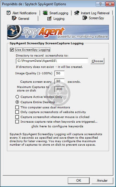 Spytech SpyAgent - Keylogger - Utilisation