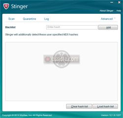 Stinger (« McAfee Stinger » - « McAfee AVERT Stinger ») - Utiliser une liste additionnelle de hashcode (MD5)