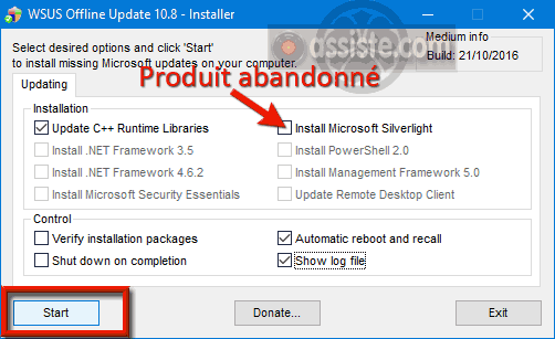 WSUS - Windows Update hors ligne (Windows Update offline) - Options d'installation