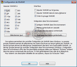 Paramétrer (configurer) WinRAR, dont les associations de fichiers.
