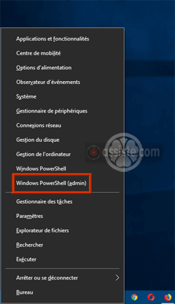 Windows - Liens rapides - Lancer Powershell en mode administrateur (avec privilèges d'administration)