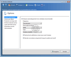Windows Defender - Paramétrage de l'analyse automatique
