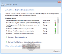 Utilitaire de résolution des problèmes de Windows Update
