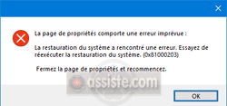 Erreur Windows 0x81000203 (Points de restauration)