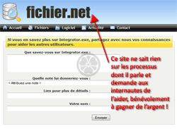 Fichier.net demande aux internautes de lui offrir de l'information qu'il va utiliser pour promouvoir son utilitaire inutile