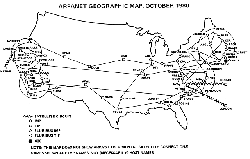 Carte logique de la totalité du réseau Arpanet en Janvier 1980